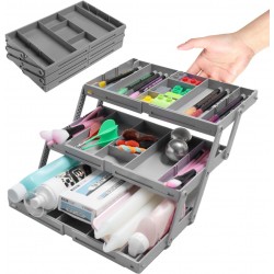 Abnaok 3 Tier Tiroir Organisateur Pliable Extensible Bureau Organisateur pour Fournitures De Bureau Ustensiles De Cuisine