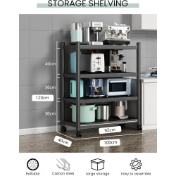 Étagère à Roulettes, Étagère de Rangement, Étagère sur Pied, Étagère Métallique Polyvalente, Meuble pour Cuisine, Salle de Bain,
