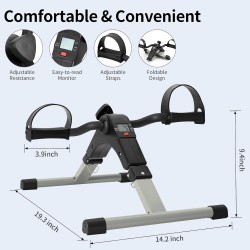 AGM Mini Vélo d'Appartement, Pédalier Pliable Pratique Léger Facile à Utiliser Ranger Pédaler Résistance Réglable écran LCD