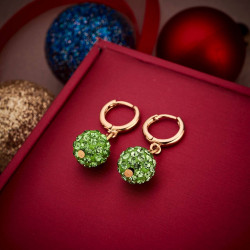 Earrings, sparkling round ball