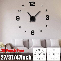 3D Sticker Wall Clock - Black