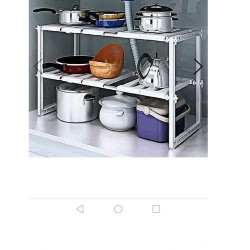 Relaxdays Organiseur de placard, coulissant, autonome, espace de rangement,  étagère de cuisine, HLP 39,5x25x40 cm, blanc