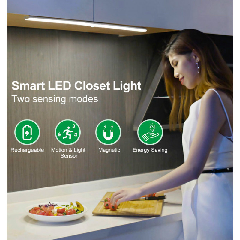 Lampe LED sans fil sous-meuble avec capteur de mouvement Pir, Rechargeable  par USB