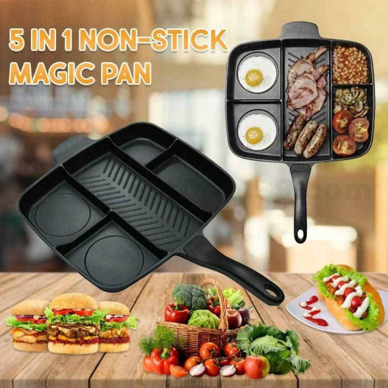 Master Pan Non-Stick Divided Grill/Fry/Oven Meal Skillet 15 Black