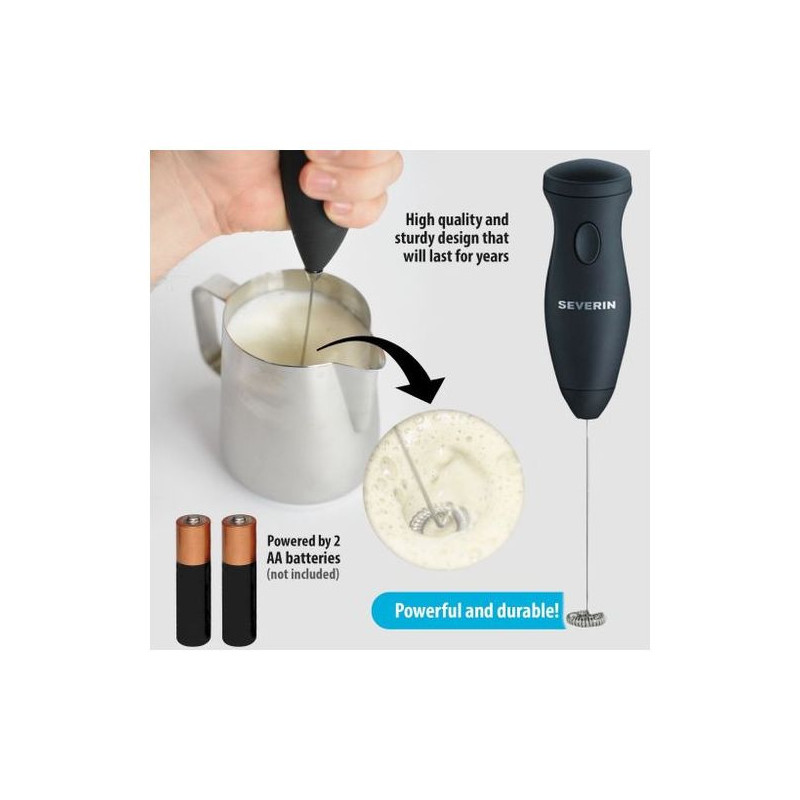 mini mélangeur à main électrique en acier inoxydable Severin // Mousseur à  lait à piles