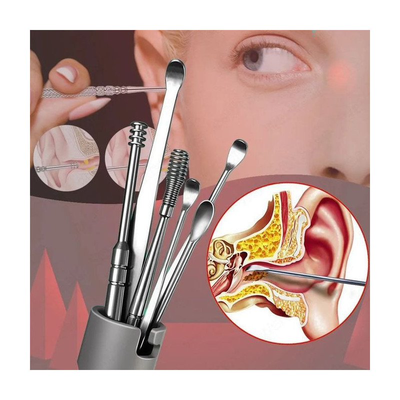 Kit de nettoyage d'oreille - Outil de suppression de cire d'oreille en  acier inoxydable