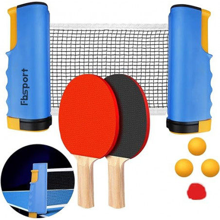 Ensemble de raquettes de tennis de table avec filet rétractable
