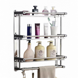 Stainless Steel Bath Towel Holder Wall Hanging Shelf