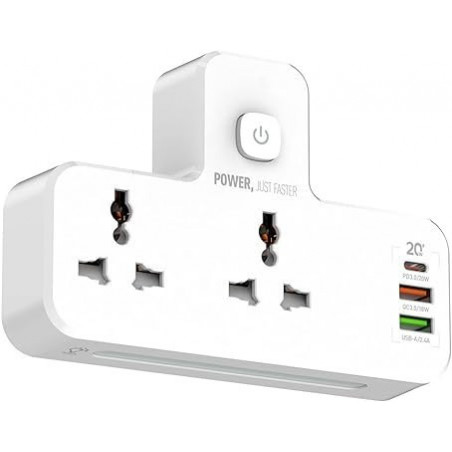 Multiprise murale avec 3 ports de charge USB