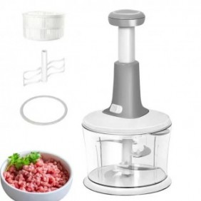 Manual kitchen chopper with dehydration basket