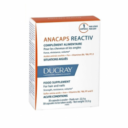 Ducray Anacaps Reactiv مكمل للشعر والأظافر القوة والمقاومة والحجم - 30 كبسولة