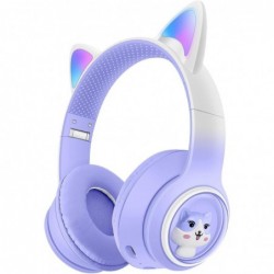 Cat Helmet | Gradient Shiny Wireless Cat Ear Headphones | Cute Comfortable Helmet, Adjustable Head Strap Helmet