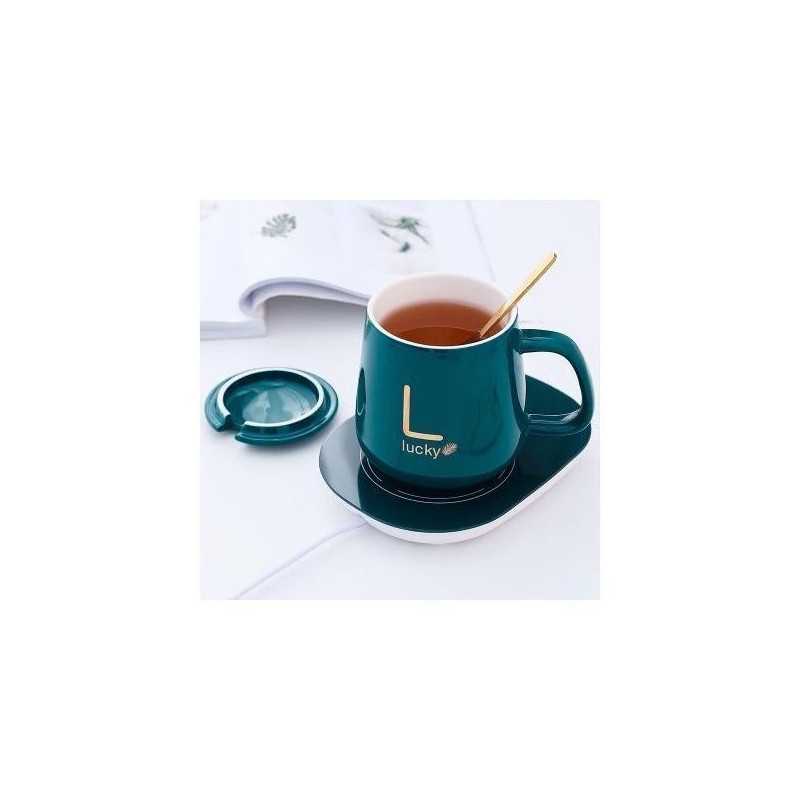 Lucky Coffee Cup & Saucer  Cup With Auto Heating Saucer/Pad To Keep Your  Tea Hot 