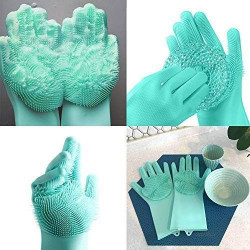 gants en silicone avec éponge,nettoyants, résistants a la chaleur